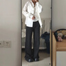 OLDER SEA深藍(lán)色高腰闊腿牛仔褲女夏季2025新款直筒寬松小個(gè)子顯瘦拖地褲女 深藍(lán)色 XL 建議120-135斤 曬單實(shí)拍圖