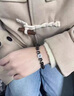 施華索尼亞天然黑曜石海藍(lán)寶手串水晶情侶手鏈男女飾品 烏金黑曜石銀鋯鉆海藍(lán)寶手串 珠子6mm 曬單實(shí)拍圖