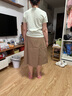 佐丹奴裙子女夏季純棉純色顯瘦a字裙時尚壓褶半身裙13464238 曬單實(shí)拍圖
