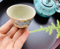 極素彩墨荷花品茗杯碟家用主人杯單杯中式功夫茶具陶瓷喝茶杯子小茶盞 手繪藍荷花_品茗杯 50ml 曬單實(shí)拍圖