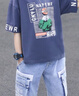 皮爾卡丹（pierre cardin）男童夏裝套裝2025新款兒童裝男孩夏款夏季薄款中大童運動酷帥氣潮 灰色 130 cm(130cm) 曬單實拍圖