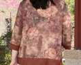 俞兆林（YUZHAOLIN）媽媽夏裝套裝中老年人襯衫女新中式加大碼母親節(jié)禮物 玫瑰粉(上衣+九分直筒褲) 均碼 XL（建議80-110斤) 曬單實拍圖