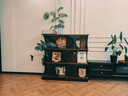 朗程實木書柜哈迪德書架客廳復(fù)古展示柜沙發(fā)邊柜家用半墻柜子一體靠墻 【進口實木生態(tài)板】隱秘黑80*30 曬單實拍圖