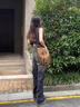 貞嘻流蘇包斜挎大容量牛仔包民族風(fēng)包包女包新疆旅游棕色單肩包馬鞍包 復(fù)古斜挎流蘇包【棕色】 曬單實(shí)拍圖