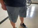 森馬（Semir）森柔牛仔|牛仔中褲男復(fù)古水洗工裝短褲oversize夏季五分褲潮 牛仔水洗黑98201 M 曬單實(shí)拍圖
