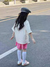 G.DUCKKIDS小黃鴨女童夏季短袖套裝2025新款女大童夏裝韓版T恤短褲兒童運動(dòng) 杏色套裝 120 cm 曬單實(shí)拍圖