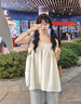 桂岐 法式美背吊帶背心女外穿夏季2025新款寬松抹胸?zé)o袖上衣海邊度假 杏色 均碼 （建議80-120斤） 曬單實(shí)拍圖