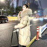 DRPR品牌女裝新品白鴨絨羽絨服女2025冬季新款中長款亮面加厚保暖外套 香檳色 S 曬單實拍圖