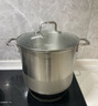 Momscook 304不銹鋼湯鍋 深湯鍋高湯鍋煮鍋湯鍋家用商用鍋 電磁爐燃?xì)馔ㄓ?26x22CM【不銹鋼鍋蓋】 26cm 曬單實(shí)拍圖
