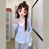 CTOX秋季假兩件長袖針織衫上衣女內(nèi)搭2025新款春秋奶系穿搭毛衣打底衫 【奶藍】 M   45/55kg 曬單實拍圖