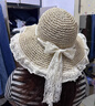 蕉京遮陽(yáng)草帽女夏防曬帽海邊沙灘遮陽(yáng)帽蕾絲花邊鏤空大帽檐草編帽子 蕾絲邊遮陽(yáng)帽【米色】 均碼 曬單實(shí)拍圖