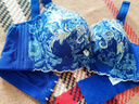 夏.娃.之.秀內衣女文胸刺繡收副乳上魔力聚攏塑形小胸顯大軟支撐調整胸罩禮物 寶藍 75A /34A上薄下厚杯 曬單實(shí)拍圖