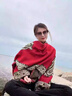 莘菲樂民族風(fēng)空調(diào)房披肩女士加厚圍巾西藏旅游斗篷式披肩兩用外搭潮外搭 腰果花紅色 165cm 曬單實(shí)拍圖