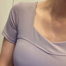 瀾時尚瑜伽服女套裝緊身衣上衣帶胸墊健身氣質(zhì)專業(yè)跑步運動短袖女 云煙紫+灰紫瑜伽褲 【可拆卸胸墊】 S 曬單實拍圖