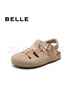 百麗（Belle）羅馬吐司1代升級款勃肯女25夏新商場款透氣外穿拖鞋D5V1DBH5 杏色 （1代升級版） 37 (235mm) 曬單實拍圖