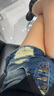 CHUU破洞牛仔短褲女2025夏季新品辣妹個(gè)性設(shè)計(jì)感口袋直筒毛邊褲子 深牛仔藍(lán) 26 曬單實(shí)拍圖