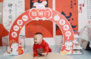 G.DUCKKIDS小黃鴨周歲禮服男寶寶抓周衣服女漢服百日宴百天滿月嬰兒套裝夏季 紅色+香囊 90 建議1~2歲【 80-90cm】cm 曬單實(shí)拍圖