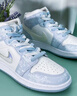 耐克（NIKE）球鞋定制  Air Jordan 1 Mid AJ1冰雪奇緣花卉復(fù)古女子籃球鞋 冰雪奇緣花卉 定制款不支持退1 36  假一賠十 曬單實(shí)拍圖