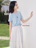 香影粉色t恤女裝短袖正肩2025夏季新款圓領(lǐng)卡通刺繡減齡上衣小衫 粉色 M 160/84A/95-110斤 曬單實(shí)拍圖