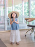 G.DUCKKIDS小黃鴨童裝女童夏裝假兩件無袖套裝兒童韓系背心女孩夏天闊腿褲 藍(lán)色 【實體專柜 商場品質(zhì)】 110 (建議98-105cm 3-4周歲） 曬單實拍圖