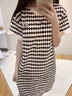 頤眠睡裙女士純棉帶胸墊睡衣夏季短袖中長(cháng)裙家居服夏款條紋休閑可外穿 曬單實(shí)拍圖