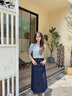 香影a字牛仔半身裙女2025夏裝新款梨形遮胯傘裙中長(zhǎng)款藏青色裙子 藏青 S 155/80A/85-95斤 曬單實(shí)拍圖