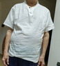 花花公子品牌男裝中國風(fēng)亞麻t恤短袖夏季純色棉麻半袖V領(lǐng)打底衫百搭上衣服 白色 （單件上衣） 4XL 曬單實(shí)拍圖