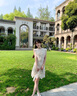 蔻伊婭（Kouyiya）品牌女裝新品連衣裙女2025夏季新款氣質(zhì)名媛優(yōu)雅蕾絲開叉短裙子 白色 M 曬單實拍圖