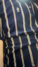 與狼共舞【含桑蠶絲】條紋翻領(lǐng)短袖T恤男2025夏季新款透氣親膚Polo衫6160 深藍102 L (175) 曬單實(shí)拍圖