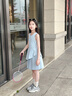 moonkids童裝女童網(wǎng)球裙子速干連衣裙2025夏季新款兒童冰絲涼感運(yùn)動(dòng)百褶裙 6142藍(lán)色速干連衣裙 170 cm 曬單實(shí)拍圖