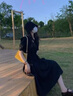 哈魯?shù)虾毡撅L(fēng)黑色法式V領(lǐng)連衣裙女2025夏季新款氣質(zhì)百搭寬松潮流長裙女 黑色 M (95-110斤) 曬單實拍圖
