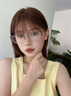 LOHO鈦架貓眼眼鏡女款防藍光近視度數可配蔡司鏡片素顏冷茶色鏡框 曬單實(shí)拍圖
