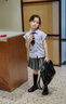 學(xué)院風(fēng)女童套裝jk百褶裙2025新款兒童夏季女孩夏裝條紋短袖小香風(fēng) 藍色【上衣+裙子】內(nèi)有安全褲 140 曬單實拍圖