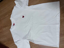 查爾斯桃心【王楚然同款】短袖T恤男女同款小愛心刺繡純色打底衫 本白 S 曬單實(shí)拍圖