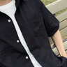 名創(chuàng)優(yōu)品（MINISO）冰絲襯衫男短袖夏季新款休閑潮流涼感美式工裝開衫薄外套男士襯衣 軍綠 L /175(體重120-140斤) 曬單實拍圖