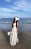 微光里法式溫柔蛋糕裙海邊度假連衣裙女夏季2025新款收腰顯瘦氣質(zhì)長裙子 杏色 M 曬單實拍圖