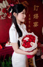 鷺青一原創(chuàng)【清光調(diào)】重工提花旗袍裙女夏季國風(fēng)改良新中式連衣裙 米色旗袍裙 M 曬單實拍圖