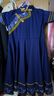 喬庭兒童蒙古服族表演服裝筷子舞白馬舞蹈演出服女蒙古族少數(shù)民族服飾 043藍色+珠子頭飾 120 cm 曬單實拍圖