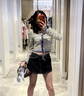 UR2025春季新款女裝復古休閑裙褲造型抽繩牛仔短褲UYU850076 藍色 (偏短) 26 曬單實(shí)拍圖