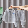 G.DUCKKIDS童裝男童套裝春秋季一歲寶寶衣服純棉襯衣兩件套1-3歲4兒童運動服 灰色 90 (建議寶寶10-12公斤 24-36個 曬單實拍圖