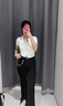 UR2025夏季新款女裝時(shí)尚氣質(zhì)假兩件修身掛脖短袖T恤UYY450158 本白 L 曬單實(shí)拍圖