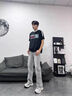 趣米樂美式復(fù)古微喇牛仔褲男夏季高街窄版直筒褲子cleanfit顯瘦彎刀褲潮 煙灰色 XL 曬單實(shí)拍圖