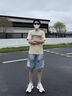 鉑吶苓短袖t恤男士夏季圓領(lǐng)印花半袖打底衫美式上衣服寬松休閑潮流 男士短袖【杏色】 2XL （135-150斤） 曬單實(shí)拍圖