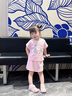 巴帝巴帝夏季嬰幼兒女童寶寶套裝短袖t恤短裙子套裝 粉色 冰塊企鵝 90 曬單實拍圖