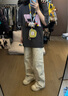 茱艾爾布老哥Blog美式多口袋大理石紋工裝褲寬松clf小微喇直筒長褲K710 大理石麥 L 尺碼咨詢客服 曬單實(shí)拍圖