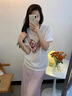 蔻伊婭（Kouyiya）品牌女裝新品印花短袖t恤半身裙套裝女2025新款小個子氣質(zhì)倆件套 杏色短袖+半身裙 S （100斤以內(nèi)） 曬單實拍圖