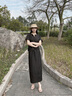 旅途原品（ltyp）襯衫女香云紗桑蠶絲襯衣100%蠶絲黑標(biāo)系列 小衫/氣球群秋 半群-檀木黑-香云紗 L -XL 曬單實拍圖