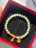 奢贊福牌轉(zhuǎn)運(yùn)珠999足金竹節(jié)黃金手鏈女士福字和田玉串珠手串新款首飾 金重約1.4-1.6g 和田玉手串 曬單實(shí)拍圖