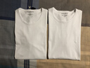阿瑪尼（Armani）短袖t恤衫棉質(zhì)圓領(lǐng)純色打底衫鷹頭圓領(lǐng)內(nèi)衣修身情侶2件套男裝 111647CC72204710白白 S (86) 推薦體重110-130斤 曬單實(shí)拍圖