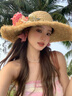Charm Kendo防曬帽女夏季草編草帽海邊度假沙灘帽子大檐顯臉小花朵太陽帽 玫瑰花朵 實(shí)用高級(jí)感送女友老婆 曬單實(shí)拍圖